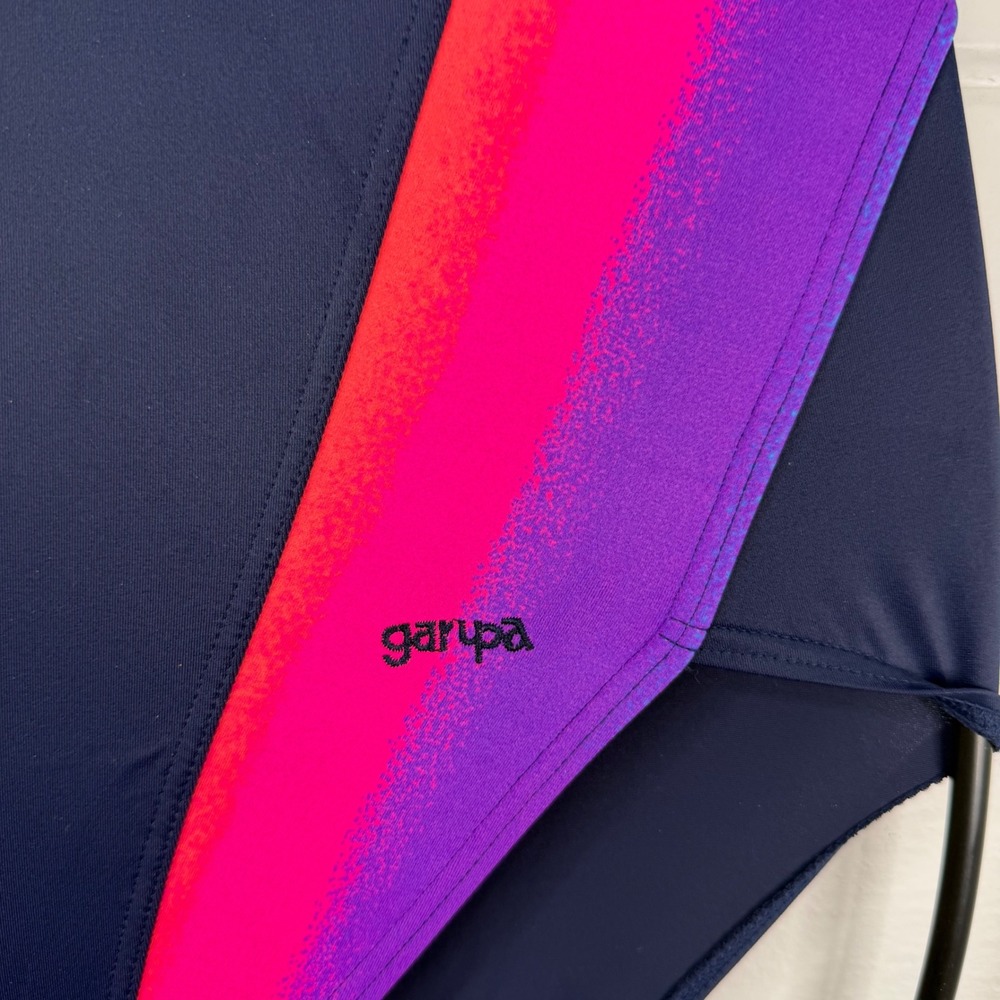 Vintage Garupa Swimsuit One Piece Swim Navy Blue Pink Vibrant Colors Back NEW‎ - Picture 2 of 9